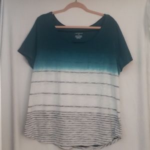 Teal/White and black striped ombre shirt